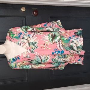 LA BLANCA Size SM Swim Beach Resort Cover Up Coral Tropical Rain